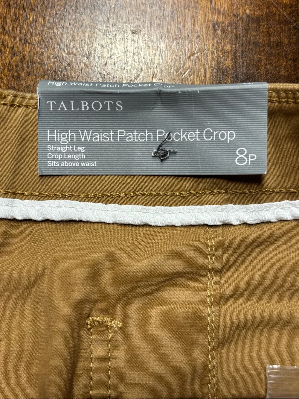 Talbots High Waist Patch Pocket Crop Pants 8P Petite Camel Brown NWT